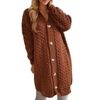 Damen Strickjacke mit strukturierter Zopfstrickoptik und dekorativen Knopfdetails R&B