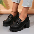 Damen Elegante Mokassins mit robustem Plateau und trendigem Ketten-Detail R&B