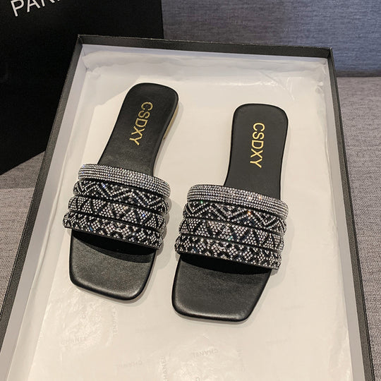 Damen Strass verzierten Hausschuhe R&B
