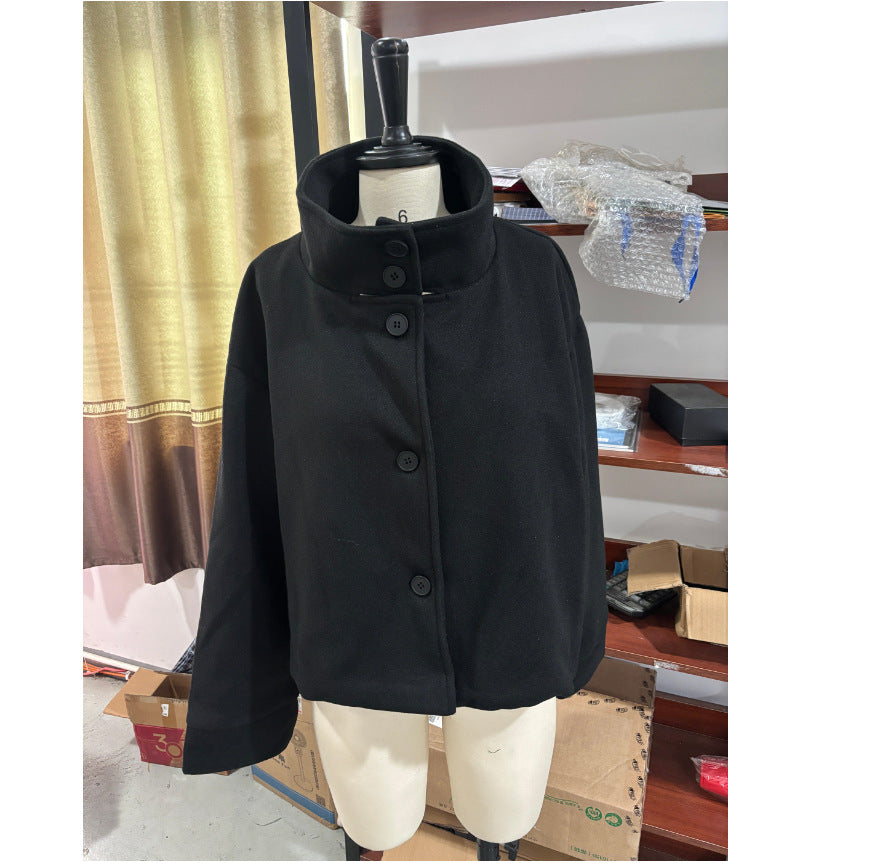 Damen modische Wolljacke mit strukturiertem Kragen und elegantem Schnitt R&B