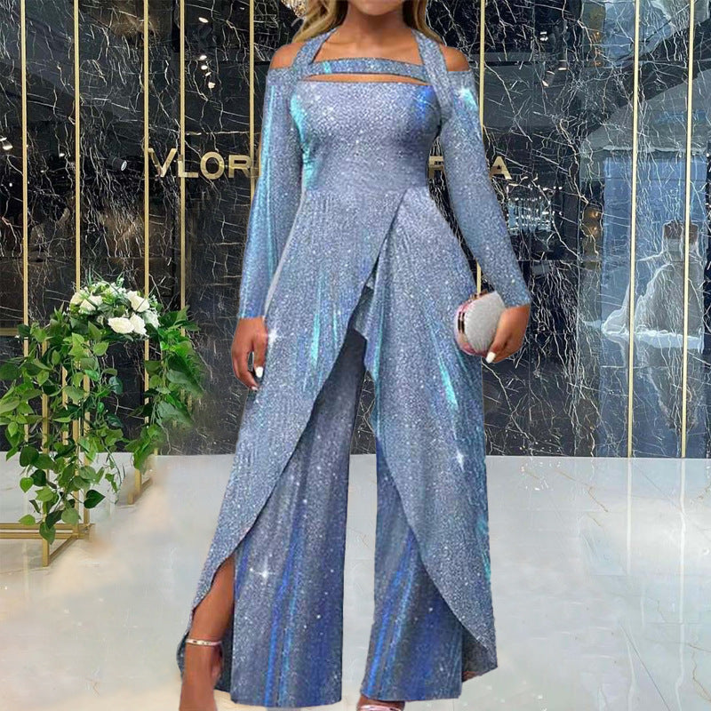 Damen Glamouröses Funktionsjumpsuit mit schimmerndem Effekt und elegantem Design R&B