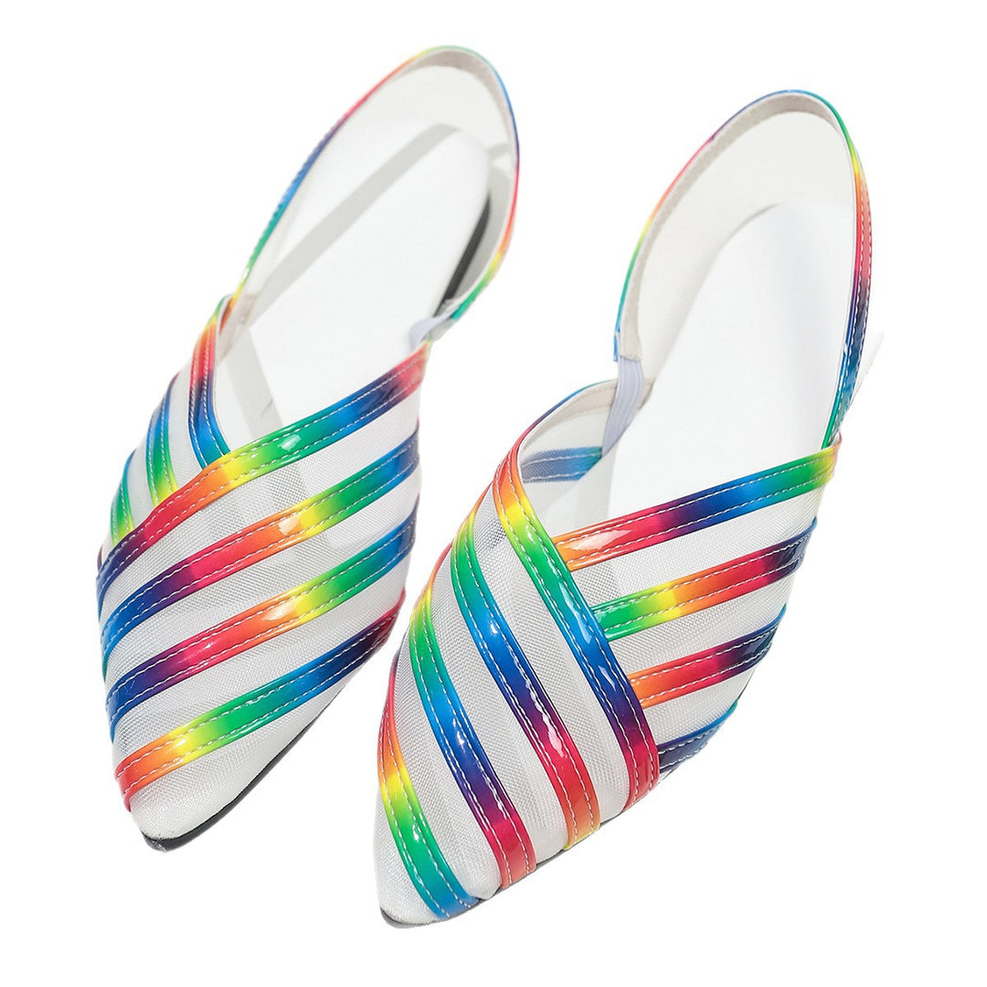 Damen elegante Ballerinas mit transparenten, bunten Riemen R&B