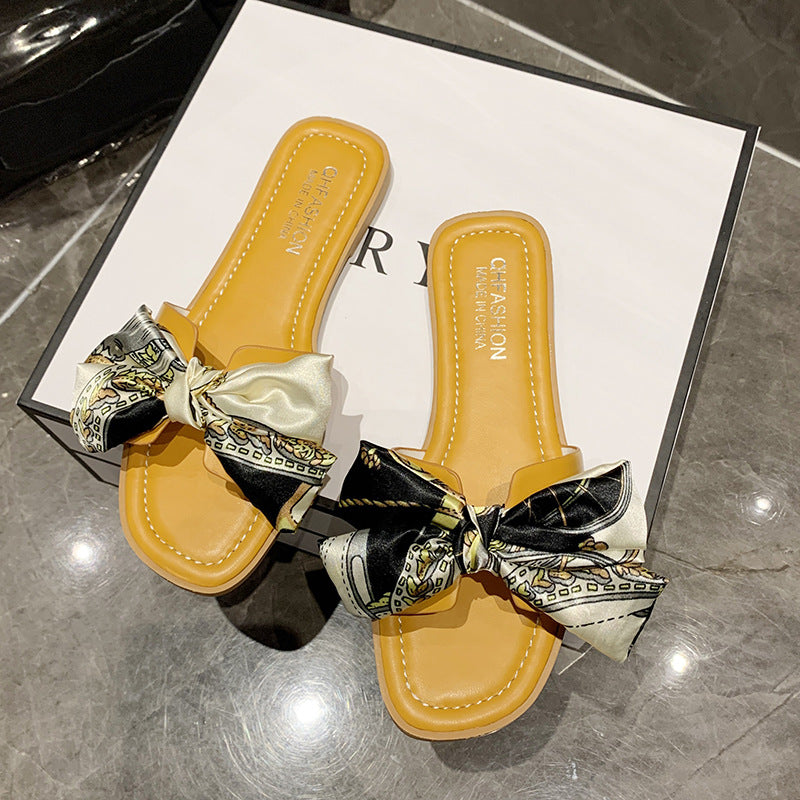 Damen Slide-Pantoletten mit dekorativem Schleifen-Design R&B