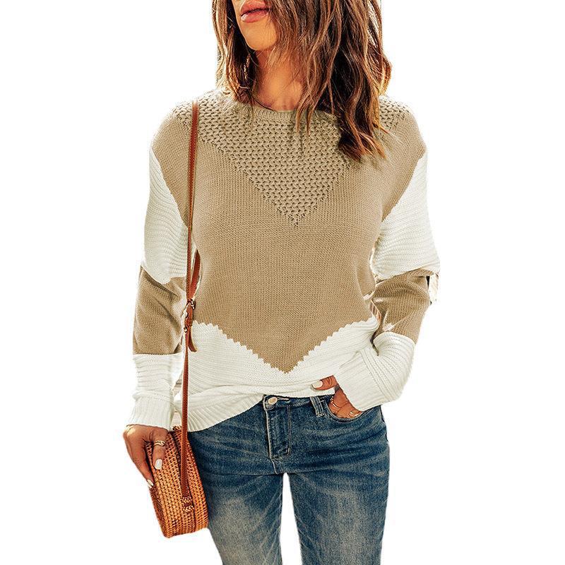 Damen modischer Strickpullover mit modernen Farbkombinationen und strukturierter Optik R&B