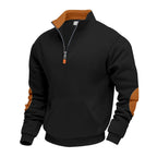Herren Hochwertiger Stehkragenpullover aus atmungsaktivem Material mit Reißverschluss und Kontrastakzenten R&B