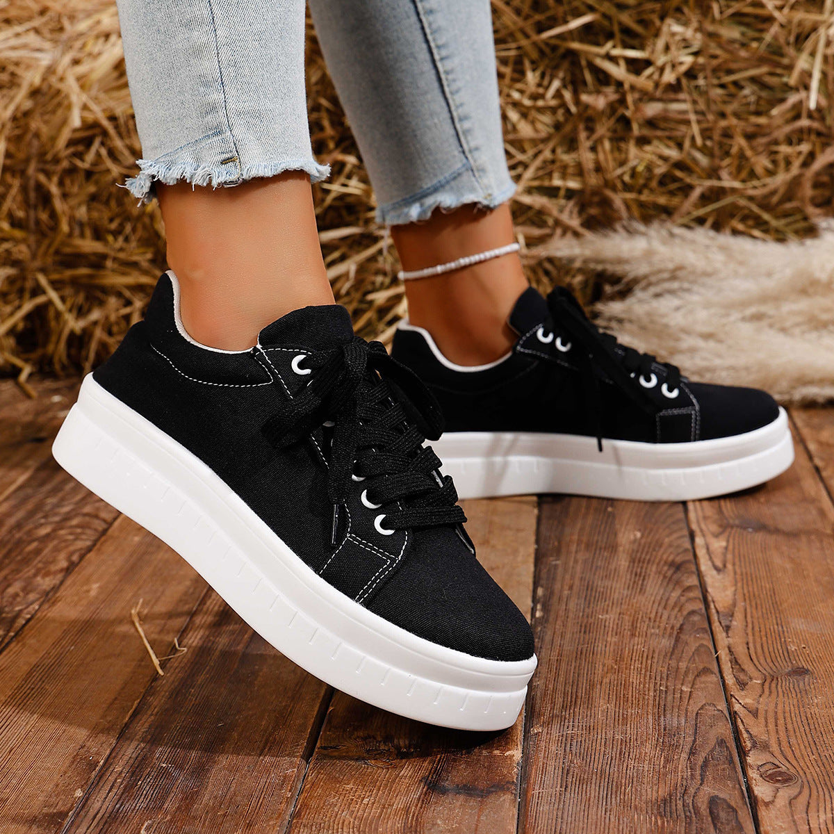 Damen Sneakers mit platten Sohlen R&B