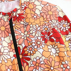 Damen Langarm-Badeanzug mit floralem Design und herausziehbarem Reißverschluss R&B