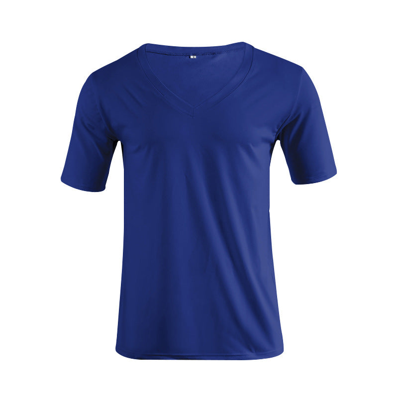 Herren nan V-Ausschnitt T‑Shirt aus feinem Jersey mit schmaler Silhouette und flachen Nähten R&B