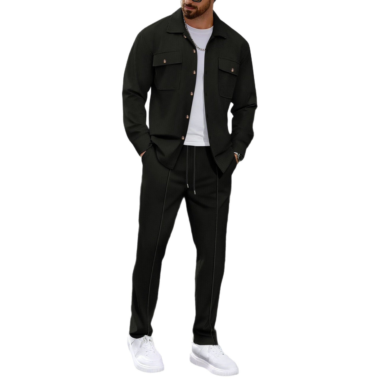 Herren modisches Freizeitanzug mit strukturierter Jacke und bequemer Hose R&B