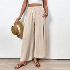 Damen Weite Palazzo-Hose mit elastischem Bund und seitlichen Taschen
