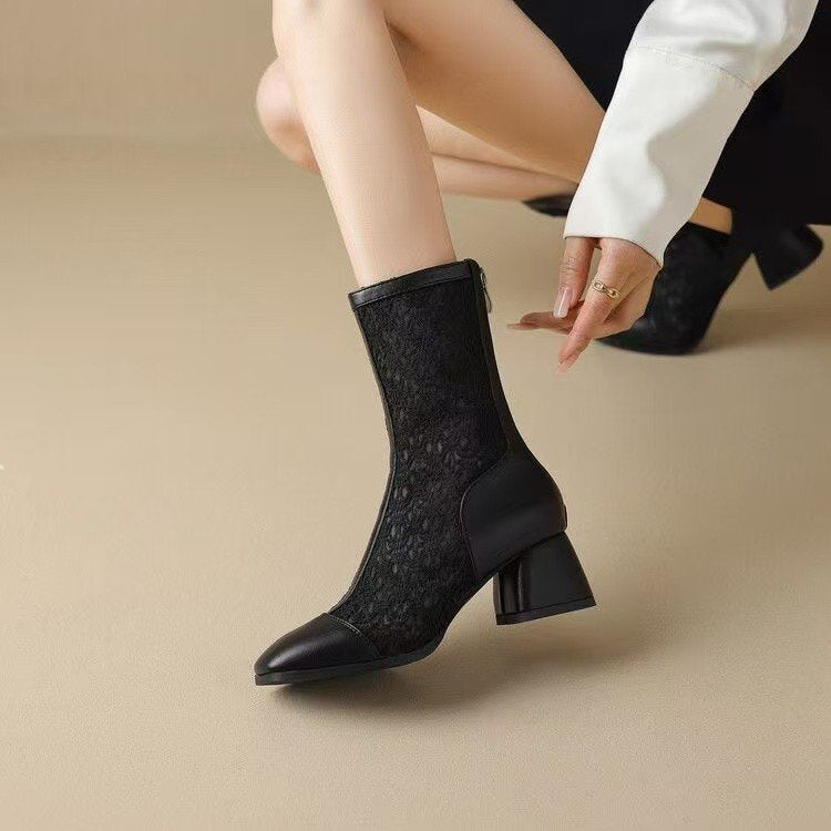 Damen Elegante und modische Ankle Boots mit zeitloser Spitze und komfortablem Blockabsatz R&B