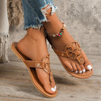 Damen Zehentrennersandalen mit elegantem Verzierungsdesign und bequemem Fußbett R&B