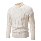 Herren Strickpullover mit klassischem Zopfdesign und hohem Kragen R&B