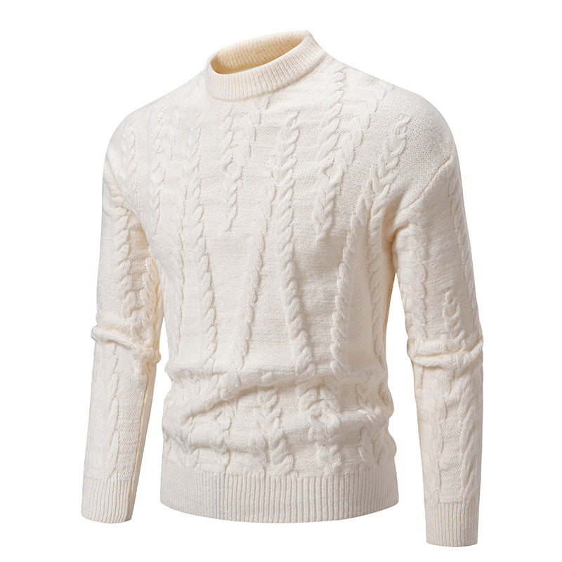 Herren Strickpullover mit klassischem Zopfdesign und hohem Kragen R&B