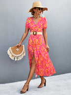 Damen Maxi-Kleid mit voluminösen Ärmeln und eleganten Knopfdetails R&B
