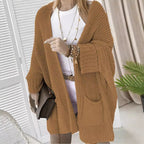 Damen Lässiger Strickcardigan mit praktischen Taschen und voluminösen Ärmeln R&B