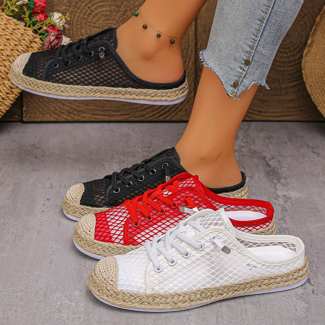 Damen Slip-On Sneaker mit modischem Netzdesign und geflochtenem Fußbett R&B