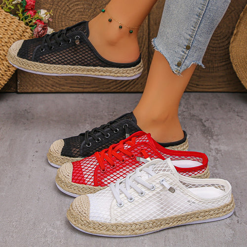 Damen Slip-On Sneaker mit modischem Netzdesign und geflochtenem Fußbett R&B