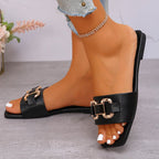 Damen Elegante Slip-On Sandalen mit dekorativer Schnalle R&B