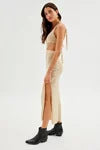 Damen Maxikleid mit raffiniertem Netzdesign und hohem Schlitz R&B