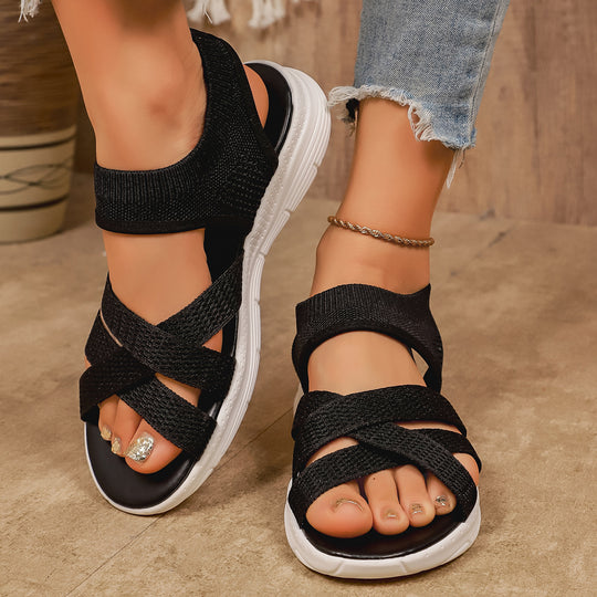 Damen Sportliche Freizeitsandalen mit atmungsaktiver Strickoberfläche R&B