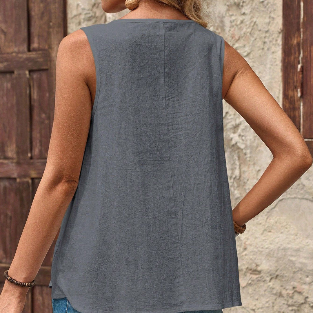 Damen ärmelloses Blusenshirt mit Knopfdetails R&B