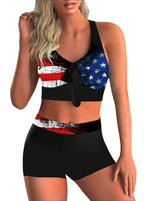 Damen Sportliches Bikini-Set mit verknotetem Oberteil und bequemen Shorts R&B