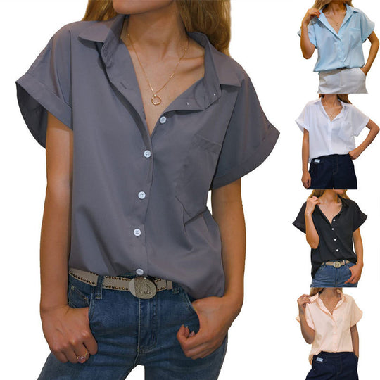 Damen elegant geschnittene Kurzarmbluse R&B