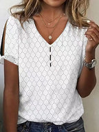 Damen Glitzernde V-Pullover Bluse