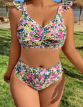 Damen Hochgeschnittener Bikini mit Rüschendetails