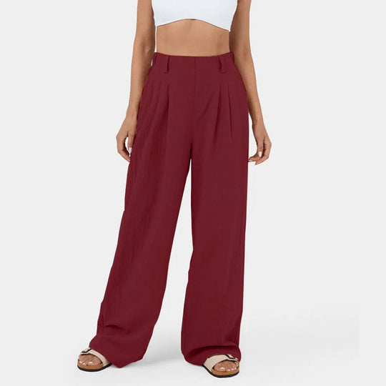 Damen Weite Chinohose mit elegantem Faltenwurf und seitlichen Taschen R&B