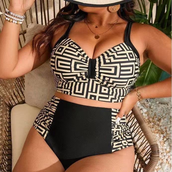 Damen Zweiteiliges Bikini-Set mit modernem geometrischem Design R&B