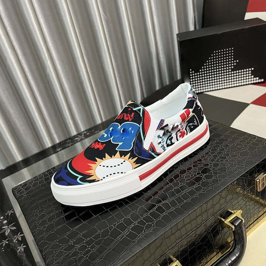 Damen Slip-On Sneakers mit kreativem Grafikdesign und rutschfester Sohle R&B