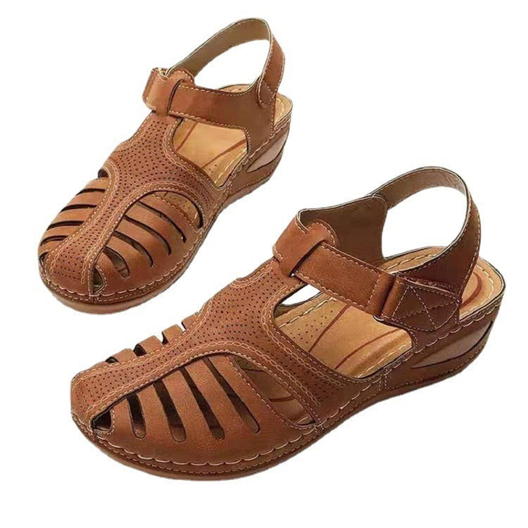 Damen Komfortable Veloursleder Sandalen mit offener Zehenpartie R&B