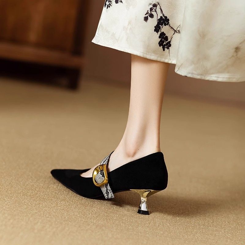 Damen elegante Slingback-Pumps mit modischem Schnallenakzent R&B
