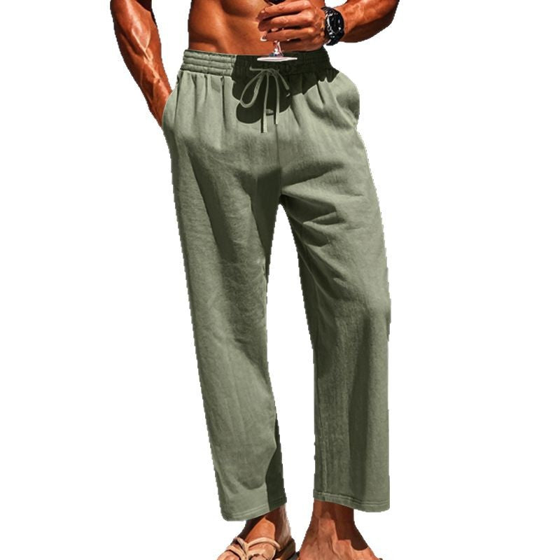 Herren Sommerliche Freizeithose mit weichem, atmungsaktivem Baumwollmaterial und elastischem Bund R&B