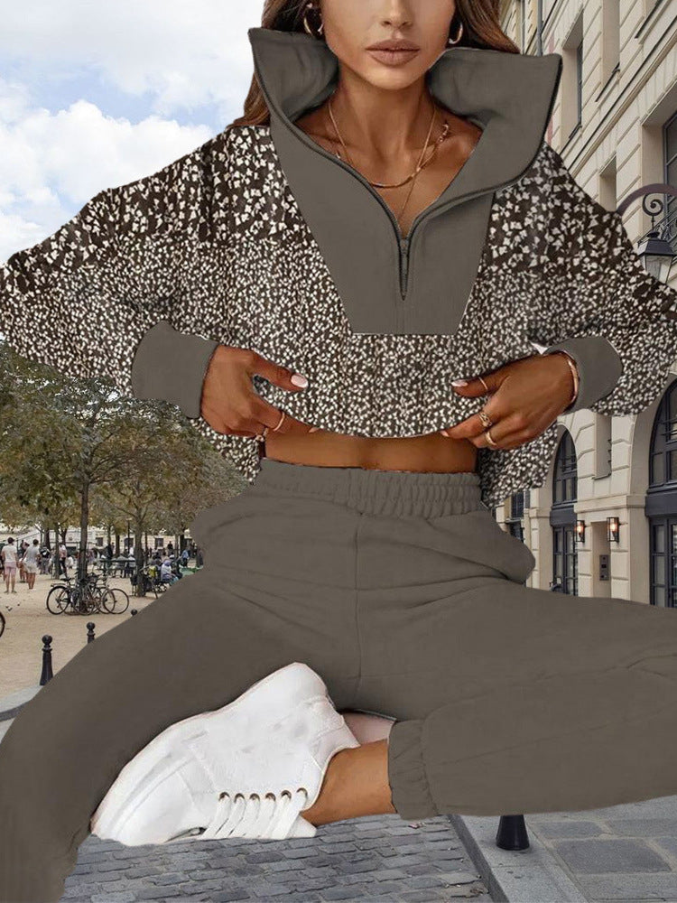Damen sportliches Freizeitset mit dekorativem Kragen und modernem Design Heidi-Mode