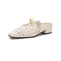 Damen Elegante Mules mit Netzdesign und modischem Riemen