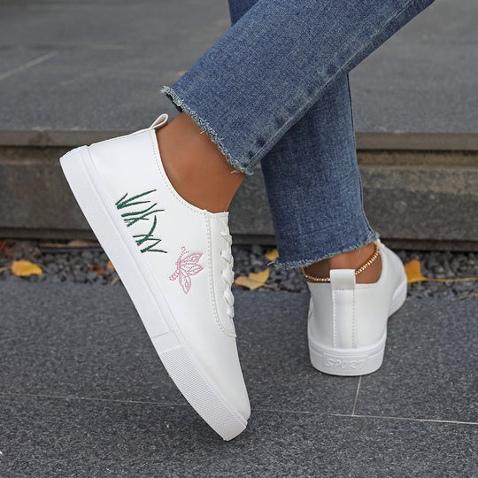 Damen Sneakers mit floralem Stickdesign und komfortabler Sohle R&B