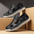 Damen Luftige Ledersandalen mit verstellbarem Klettverschluss R&B