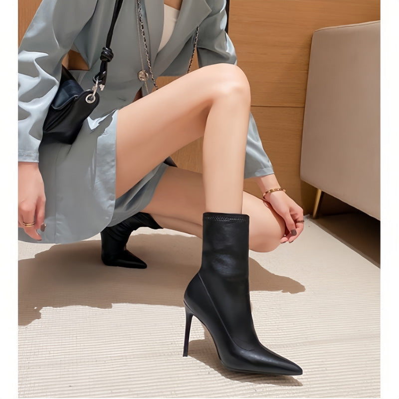 Damen elegante Ankle Boots mit spitzem Design und hohem Absatz R&B