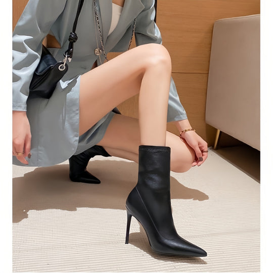 Damen elegante Ankle Boots mit spitzem Design und hohem Absatz R&B