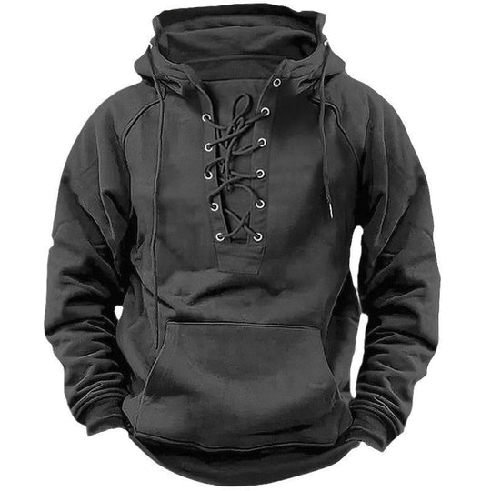 Herren Kapuzensweatshirt mit modischer Schnürung und weichem Innenfutter R&B