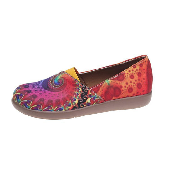 Damen Bequeme Slip-on Ballerinas mit buntem Druckdesign und elastischem Abschluss R&B