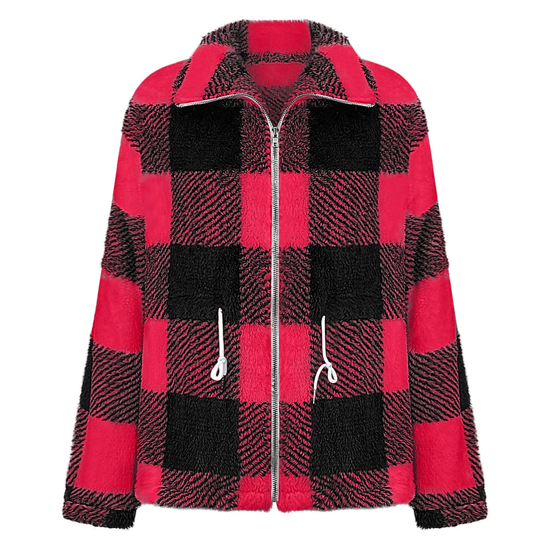 Damen Plüschjacke mit Karomuster R&B