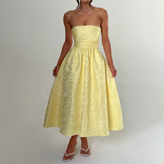 Damen Ballkleid mit schulterfreiem Design und fließendem Rock R&B