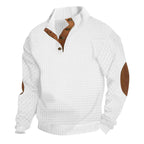 Herren modischer Pullover mit strukturiertem Kanalmuster und kontrastierenden Ellbogenpatches R&B