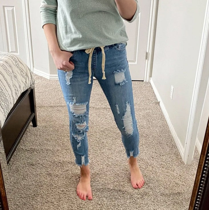 Damen Skinny Jeans mit lässigem Used-Look R&B