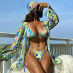 Damen Bikiniset mit farbenfrohem Überwurf und raffiniertem Schnitt R&B