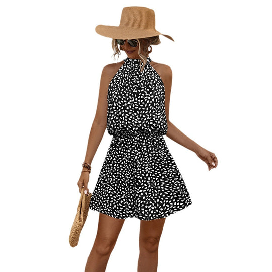 Damen Sommerkleid mit festem Halter und elastischem Taillenbund R&B